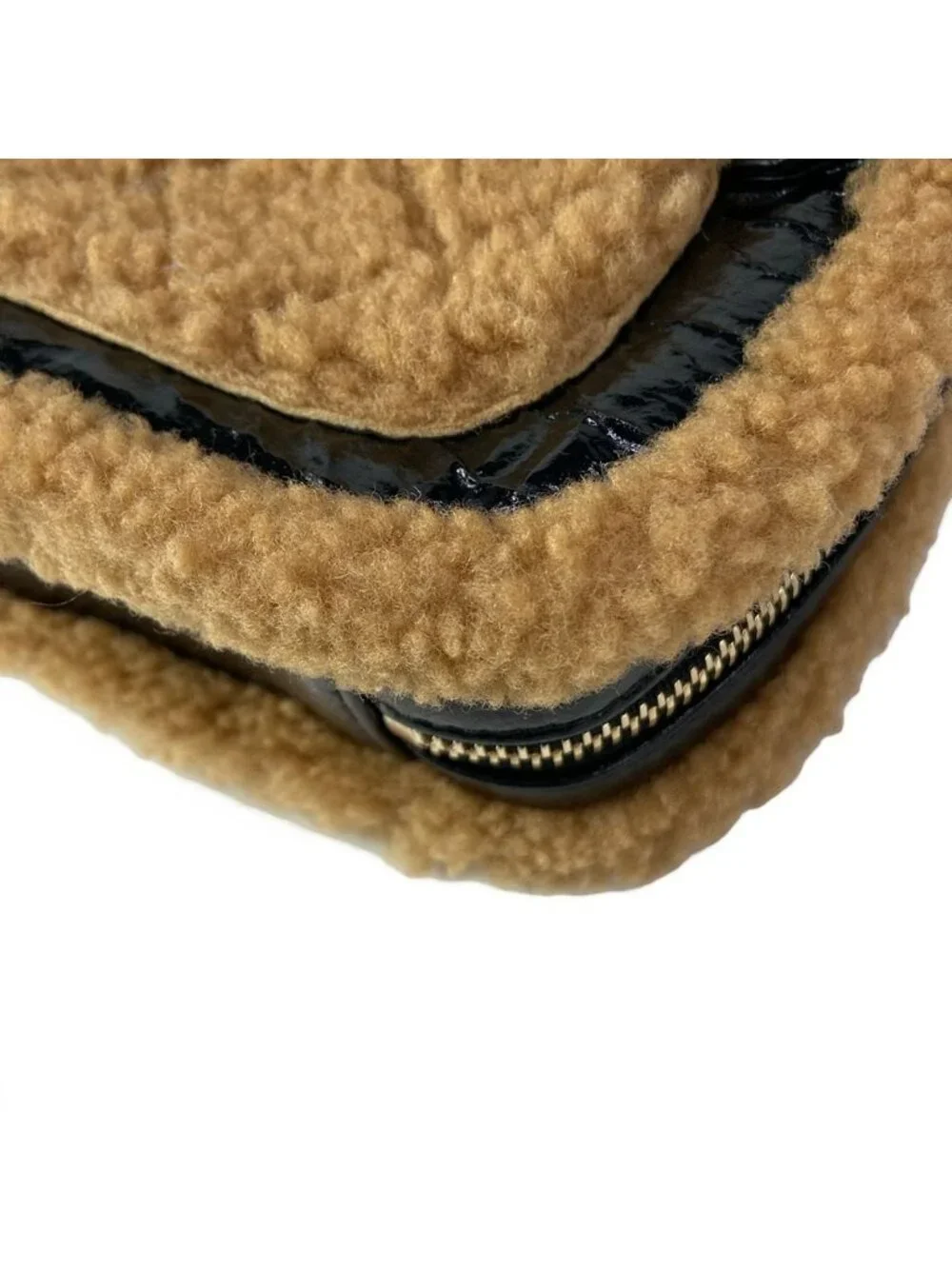 Chanel Waist Pouch CC Mania Black Light Brown Gold CC Logo Shearling